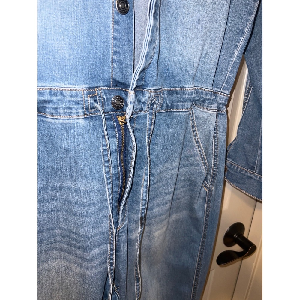 Scoop Women's Stretch Denim Jumpsuit – Size 8, Cropped, Drawstring Waist - Picture 6 of 15